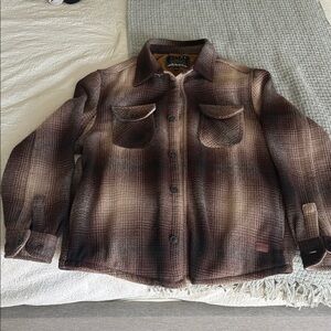 Jachs Tan and Brown Plaid Shirt Jacket